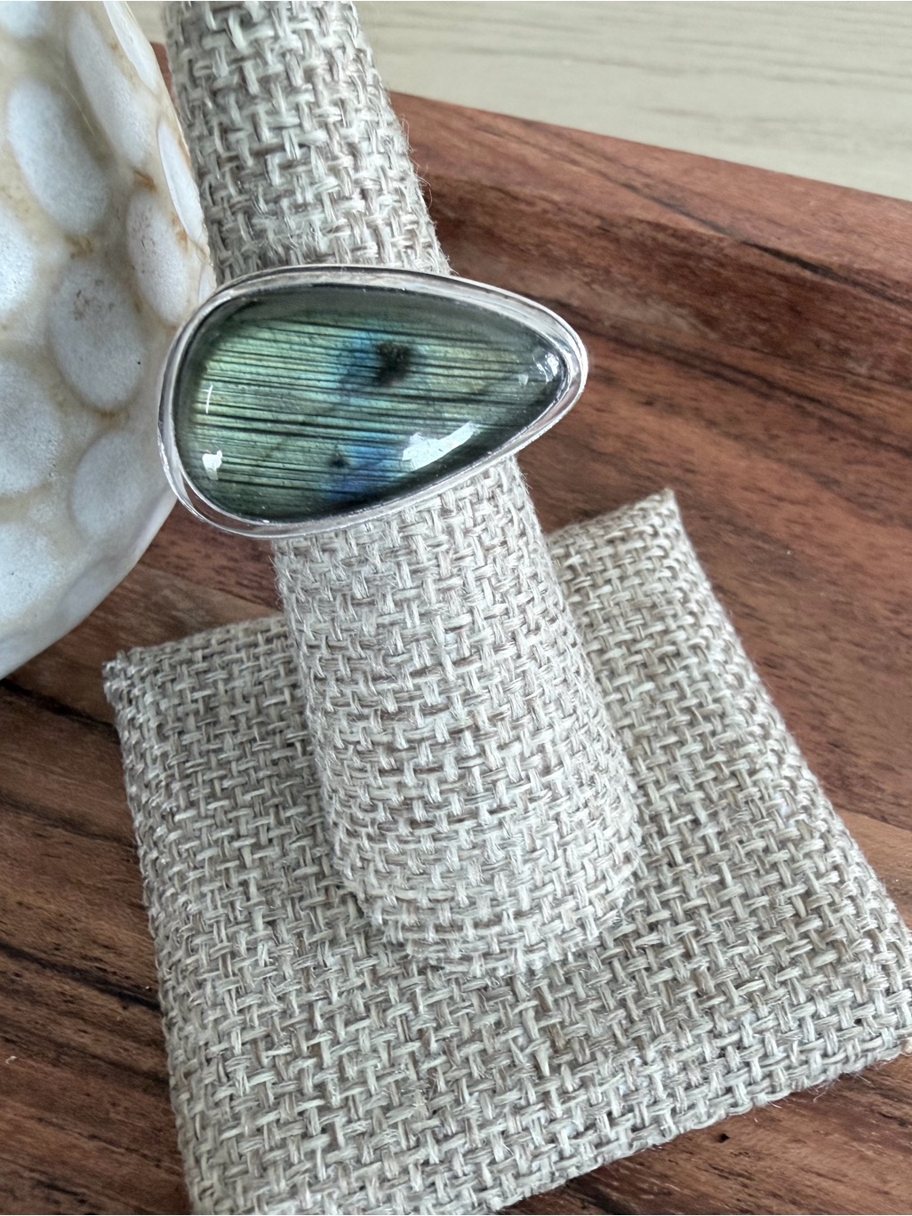 Labradorite Teardrop Sterling Ring Size 7